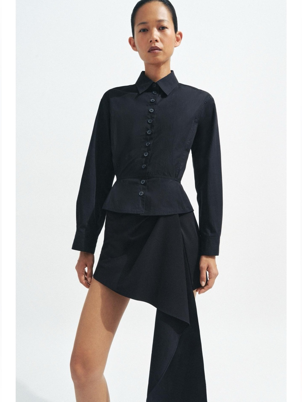 ZARA ZW COLLECTION BUTTONED PEPLUM SHIRT